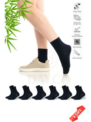 Dayco Premium Burun Dikişsiz Kadın Lacivert Bambu Soket Çorap 6lı Set - 36-40 - 350LACI