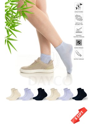 Dayco Premium Dikişsiz Kadın Bambu Yarım Konç Çorap 6'lı Asorti Set - 36-40 - 355-KLL