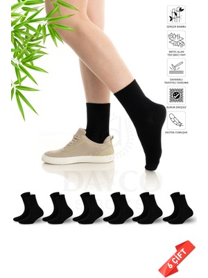 Dayco Premium Burun Dikişsiz Kadın Siyah Bambu Soket Çorap 6lı Set - 36-40 - 350SYH