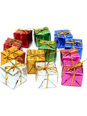 Partijet Renkli Yılbaşı Çam Ağacı Süsü 12'li Hediye Paketi Noel Süsleri ile Eğlenceli Dekorasyon