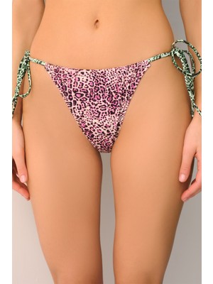 Suwen Leopop Ince Bağcıklı Bikini Alt