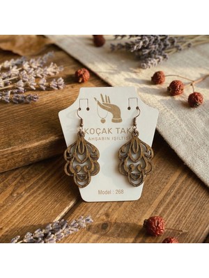 Koçak Takı Ahşap Küpe Modern Özgün Minimalist Takı Model No 268