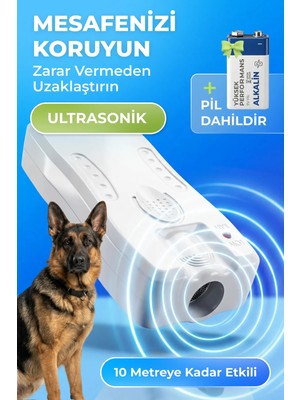 Sonik Ultrasonik Köpek Kovucu 10m Etkili Uyarıcı Cihaz, Pil Dahil, Zarar Vermeden Uzaklaştırır