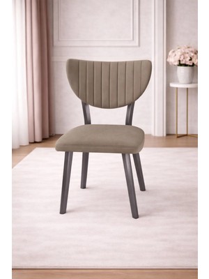 ProBella Elma Mutfak Sandalyesi Vizon Antrasit Metal Ayaklı Ergonomik Tasarım ile Şık Dekor