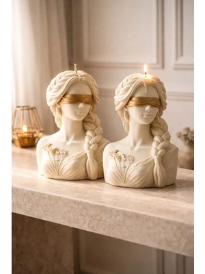 Yaratıcı Sanatlar Atölyesi Gold Detaylı Gözü Bağlı Kız Dekoratif Mum