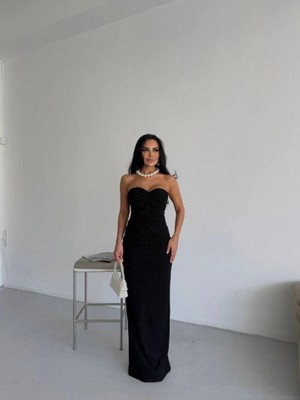 Stores36 Straplez Simli Uzun Elbise