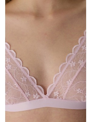 Penti Açık Pembe Full Lace Dantel Üçgen Sütyen