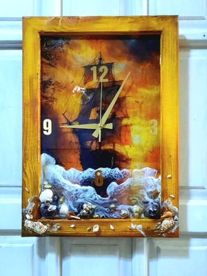 Retroxy Wood Epoksi Özel Tasarım Duvar Saati | Ladin Ahşap