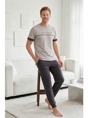 Remsa Erkek Penye Kısa Kol Pijama Takımı 2330 Taş