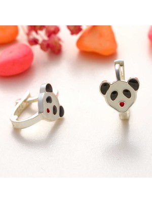 Pazarcan Gümüş Panda Çocuk Küpesi