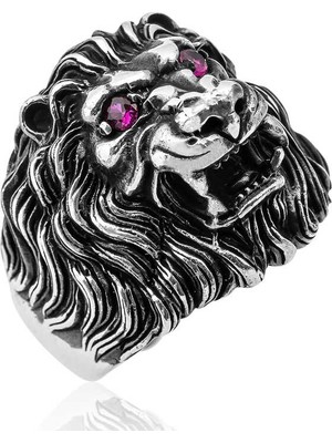 Pazarcan ​gümüş Aslan Kafası Erkek Yüzük