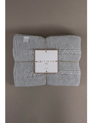 Koza Home Trenza Gri Çift Kişilik Battaniye 15030