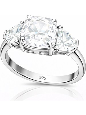 Pazarcan Gümüş Beyaz Zirkon Taşlı Kadın Yüzük