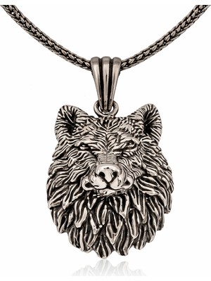 Pazarcan ​gümüş Kurt Kafası Kolye