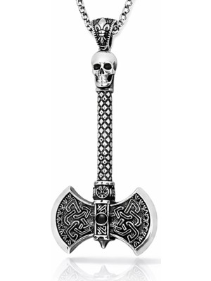 Pazarcan Gümüş Balta Erkek Kolye