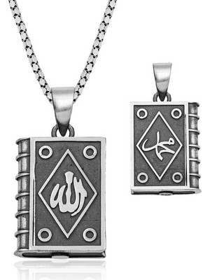Pazarcan Gümüş Içi Açılabilen Allah Yazılı Muskalık Kolye