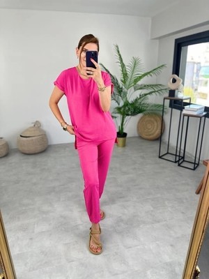 Stores36 Kadın Bisiklet Yaka Paça Pensli Aerobin Kumaş Ikili Takım