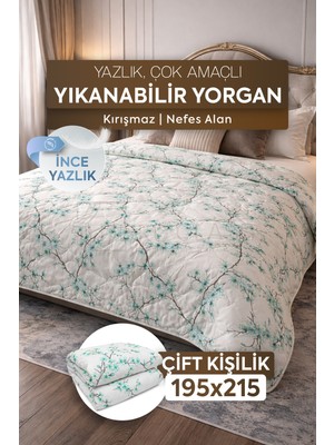 DuruClass Home Çift Kişilik Yazlık Desenli Yorgan Premium 195X215CM Polycotton Nefes Alan Doku I 200GSM Terletmez