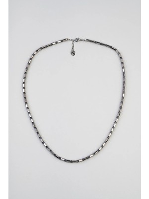 So CHIC Hematit Taşlı 65 Cm Erkek Gümüş Kolye