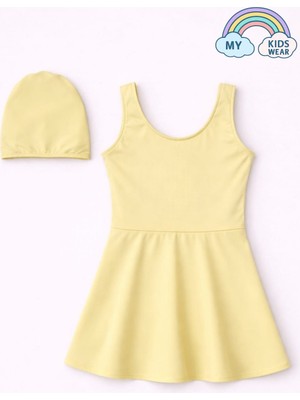 My Kids Wear Kız Çocuk  Şapkalı Etekli Mayo Takımı (Külotlu Mayo) 12709