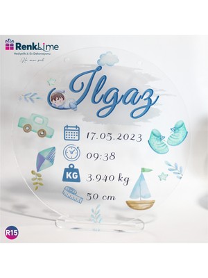 Asa Store Pleksi Kapı Süsü Erkek Bebek Doğum Tarihli