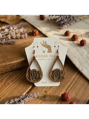Koçak Takı Ahşap Küpe Modern Özgün Minimalist Takı Model No 270
