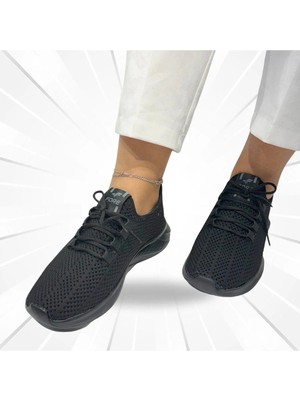 Kadın Günlük Bağcıklı Triko Fileli  Spor Ayakkabı