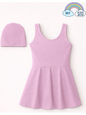 My Kids Wear Kız Çocuk  Şapkalı Etekli Mayo Takımı (Külotlu Mayo) 12707