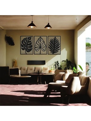 Asa Store Lazer Kesim Metal Duvar Dekoru, Üçlü Yaprak 40 cm