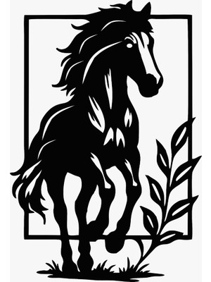 Asa Store Lazer Kesim Metal Duvar Dekoru, At Figürü Beygir Silüeti 40 cm