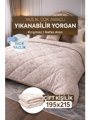 DuruClass Home Çift Kişilik Yazlık Desenli Yorgan Premium 195X215CM Polycotton Nefes Alan Doku I 200GSM Terletmez