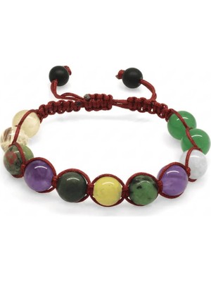 Tesbihname Makrome Örgülü Küre Kesim Çoklu Doğaltaş Kombinli Çocuk Şifa Bileklik