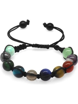 Tesbihname Makrome Örgülü Küre Kesim Multicolor Doğaltaş Kombinli Çocuk Başarı Bileklik