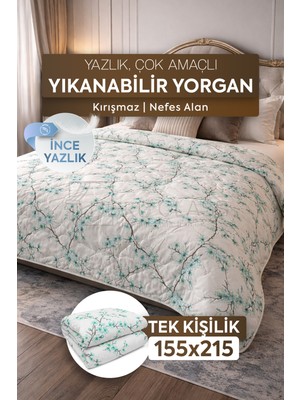 DuruClass Home Tek Kişilik Yazlık Desenli Yorgan 155X215 Premium Polycotton Nefes Alan Doku I 200GSM Terletmez
