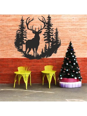 Asa Store Lazer Kesim Metal Duvar Dekoru, Geyik Yılbaşı 40 cm