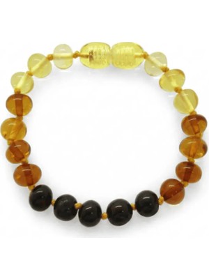 Tesbihname Gökkuşağı Rengi Doğal Damla Kehribar Bebek Bileklik