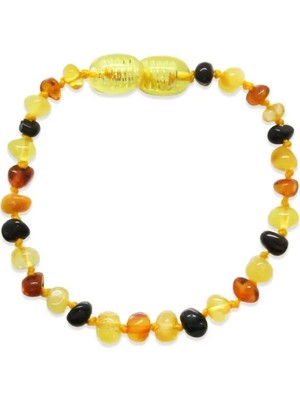 Tesbihname Oval Form Multicolor Doğal Damla Kehribar Bebek Bileklik