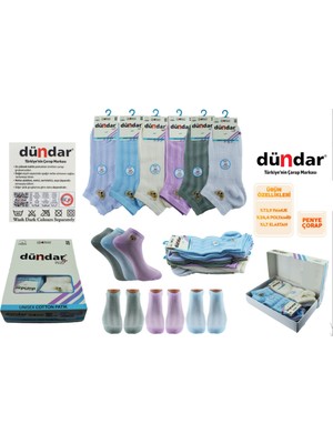 Dündar Kadın Cotton Desenli ( Ayıcıklı ) Patik-6 Adet-4 Mevsim-Dikişsiz- Parfümlü-Soft Yıkama ( 36-40 Beden )