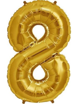 Parti Adresi Rakam Folyo Balon 8 Altın Renk 100 Cm - 40"