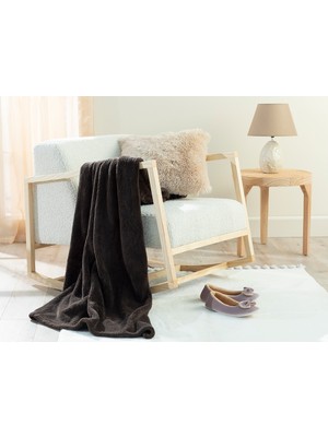 English Home Softy Wellsoft Tek Kişilik Battaniye 120 x 170 cm Çikolata Renkli Pamuk Doku