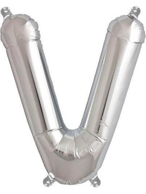 Parti Adresi Harf Folyo Balon V Harfi Gümüş Renk 76 Cm - 34"
