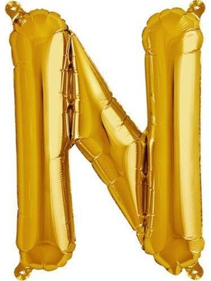 Parti Adresi Harf Folyo Balon N Harfi Altın Renk 76 Cm - 34"