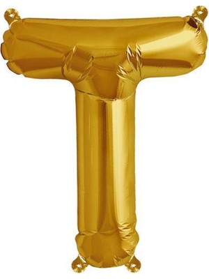 Parti Adresi Harf Folyo Balon T Harfi Altın Renk 76 Cm - 34"