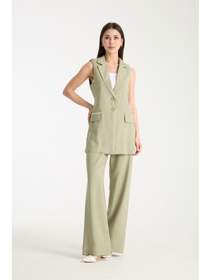 Miramore Butik Taş Detaylı Yelek Pantolon Kadın Takım