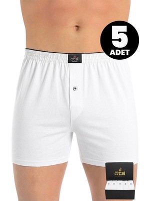 Öts Premium 5'li Erkek Boxer Düğmeli, Süprem - Hediye Kutulu, %100 Pamuk, Ultra Yumuşak Kumaş, Rahat Kalıp, Etiketsiz ve Kaliteli İç Giyim