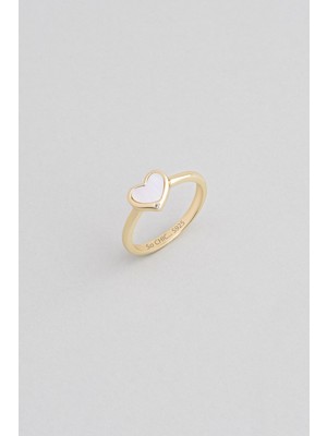 So CHIC White Heart 18 Ayar Sarı Altın Kaplama Ayarlanabilir Gümüş Minimal Yüzük