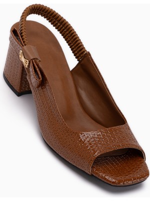 Limoya Sofia Taba Lastikli Topuklu Kadın Sandalet