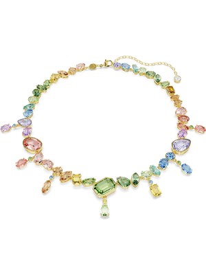 Swarovski Gema Kolye, Karışık Kesimler, Sallantılı Kristaller, Çok Renkli, Altın Rengi Kaplama