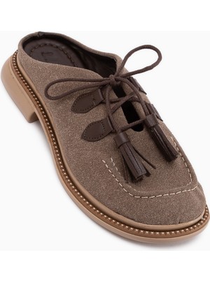 Limoya Penny Kahve Süet Püsküllü Kadın Terlik