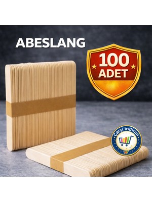 Nistabolje 100 Adet Ahşap Büyük Geniş Dil Çubuğu Abeslang Dondurma Dil Basma Çubuğu
